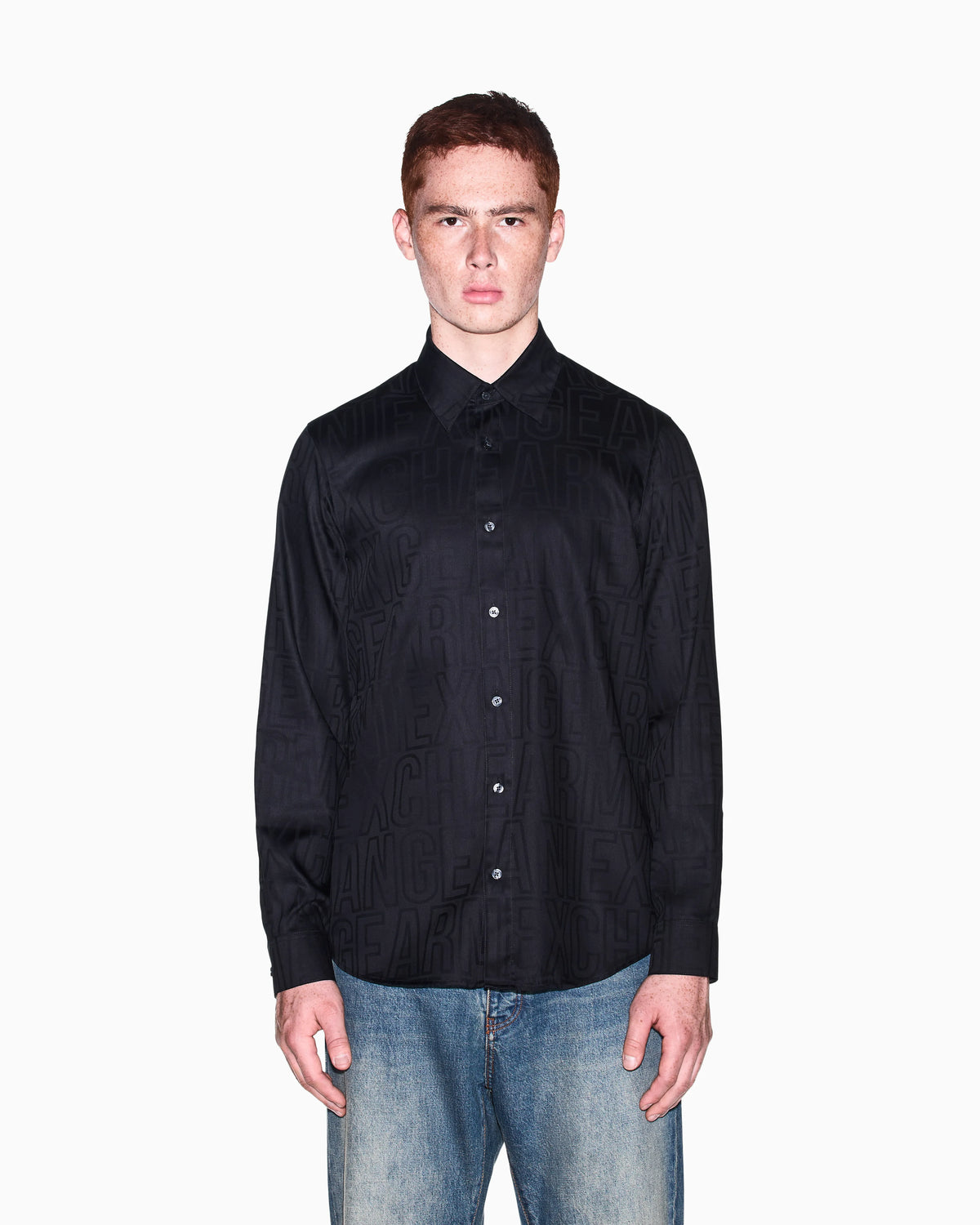 regular fit shirt in cotton jacquard