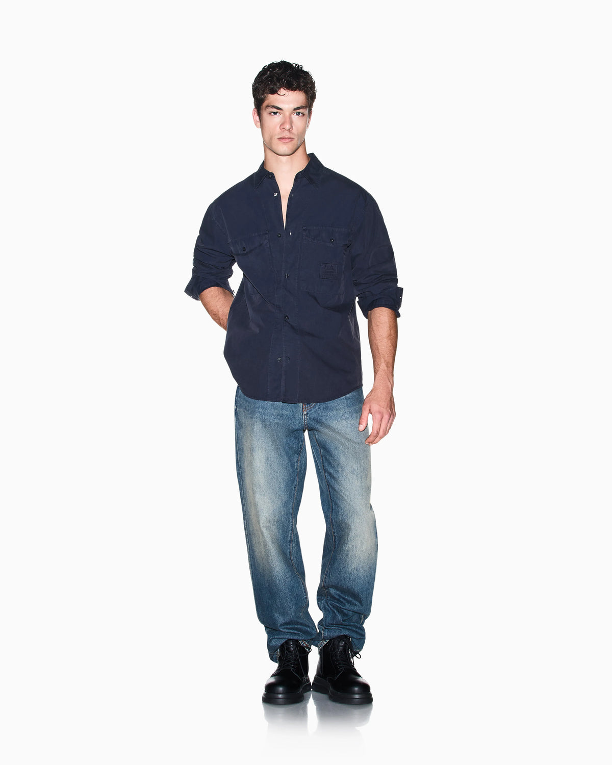 regular fit shirt in cotton poplin