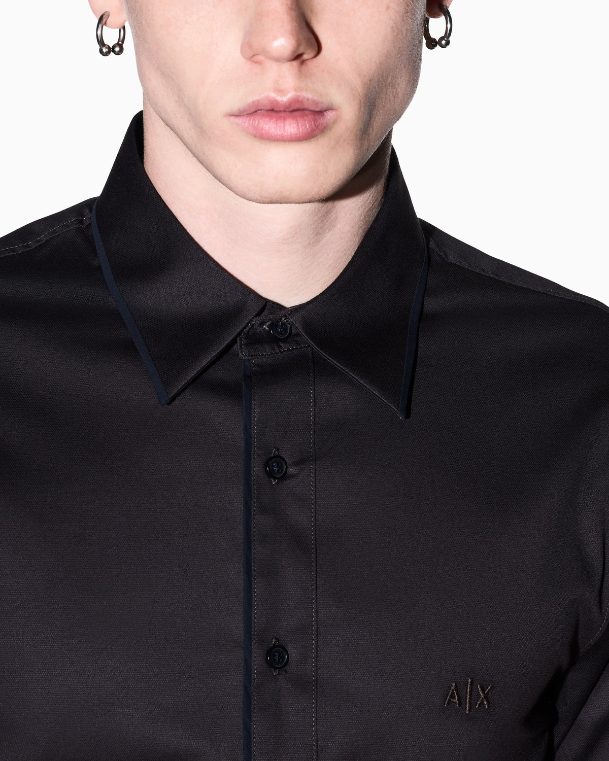 Shirt slim fit in stretch cotton dobby