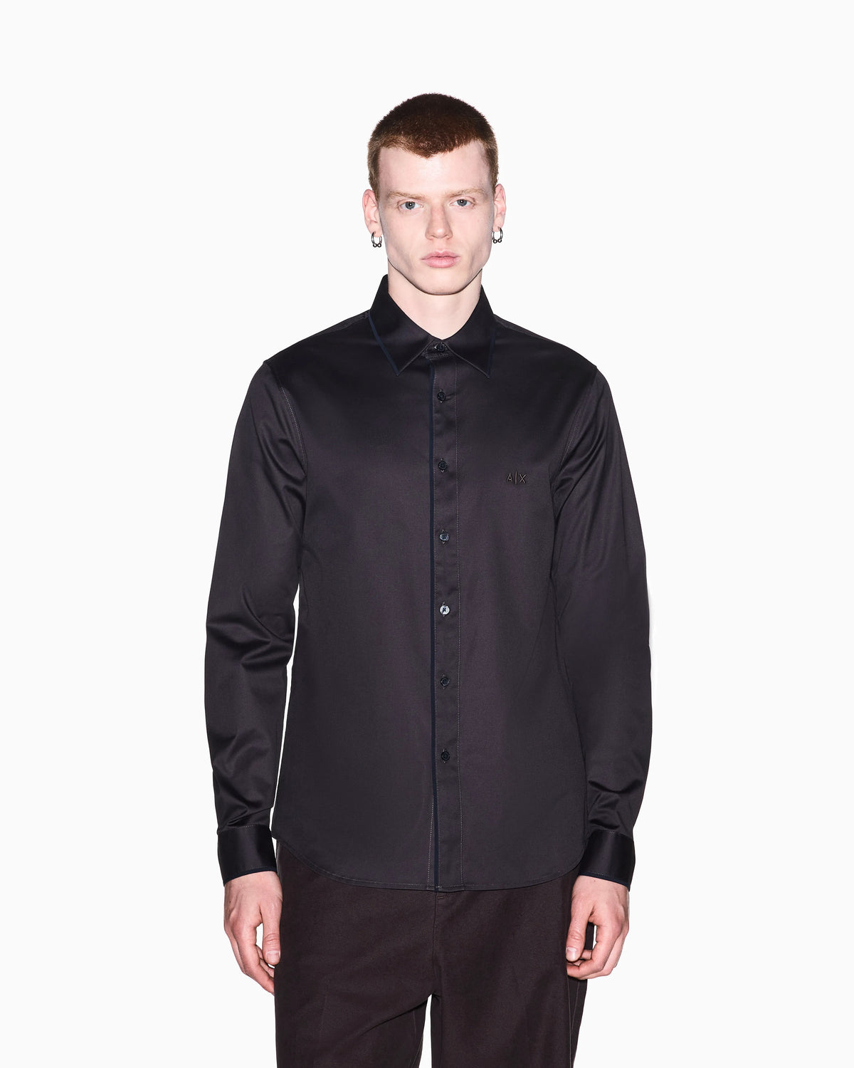 Shirt slim fit in stretch cotton dobby