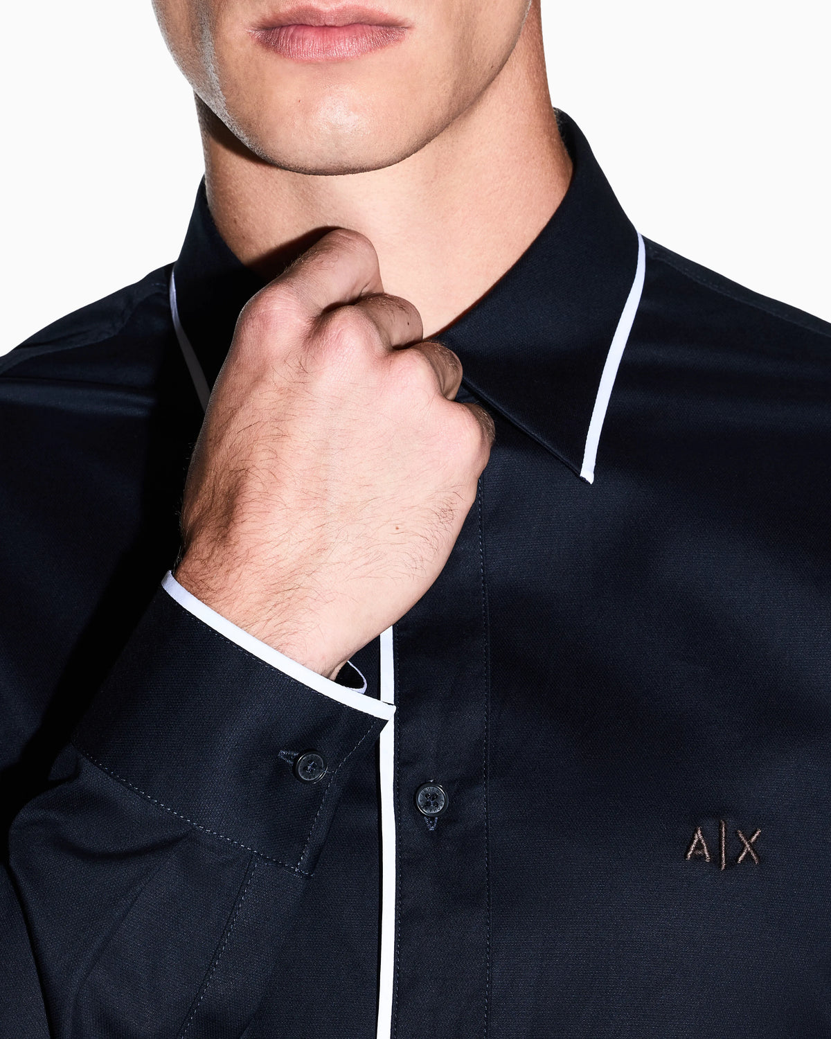 Shirt slim fit in stretch cotton dobby
