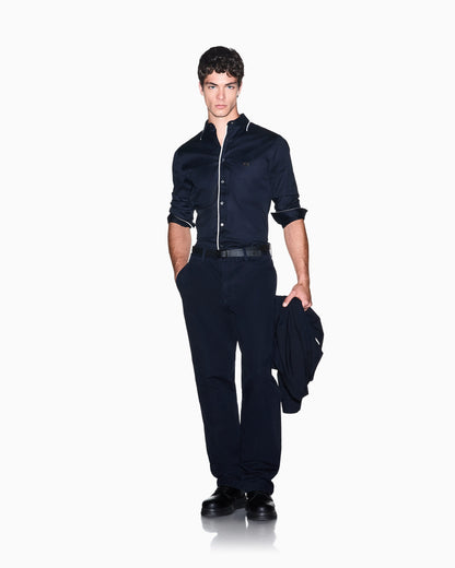 Shirt slim fit in stretch cotton dobby