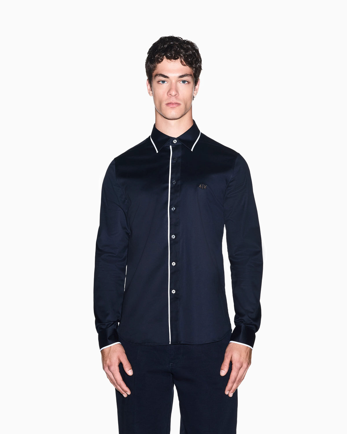 Shirt slim fit in stretch cotton dobby