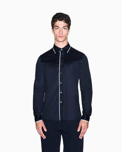 Shirt slim fit in stretch cotton dobby
