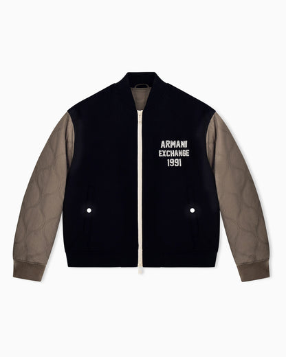 Regular fit blouson jacket in virgin wool blend