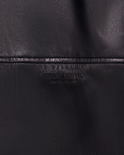 Regular fit blouson jacket in leather with rib details