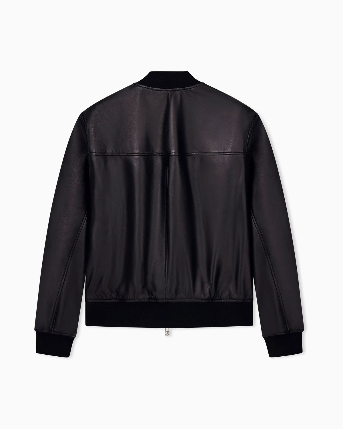 Regular fit blouson jacket in leather with rib details