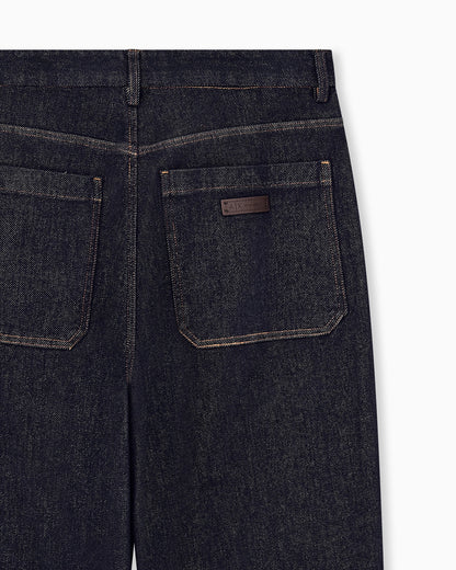 Oversized denim trousers in stretch cotton