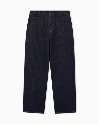 Oversized denim trousers in stretch cotton