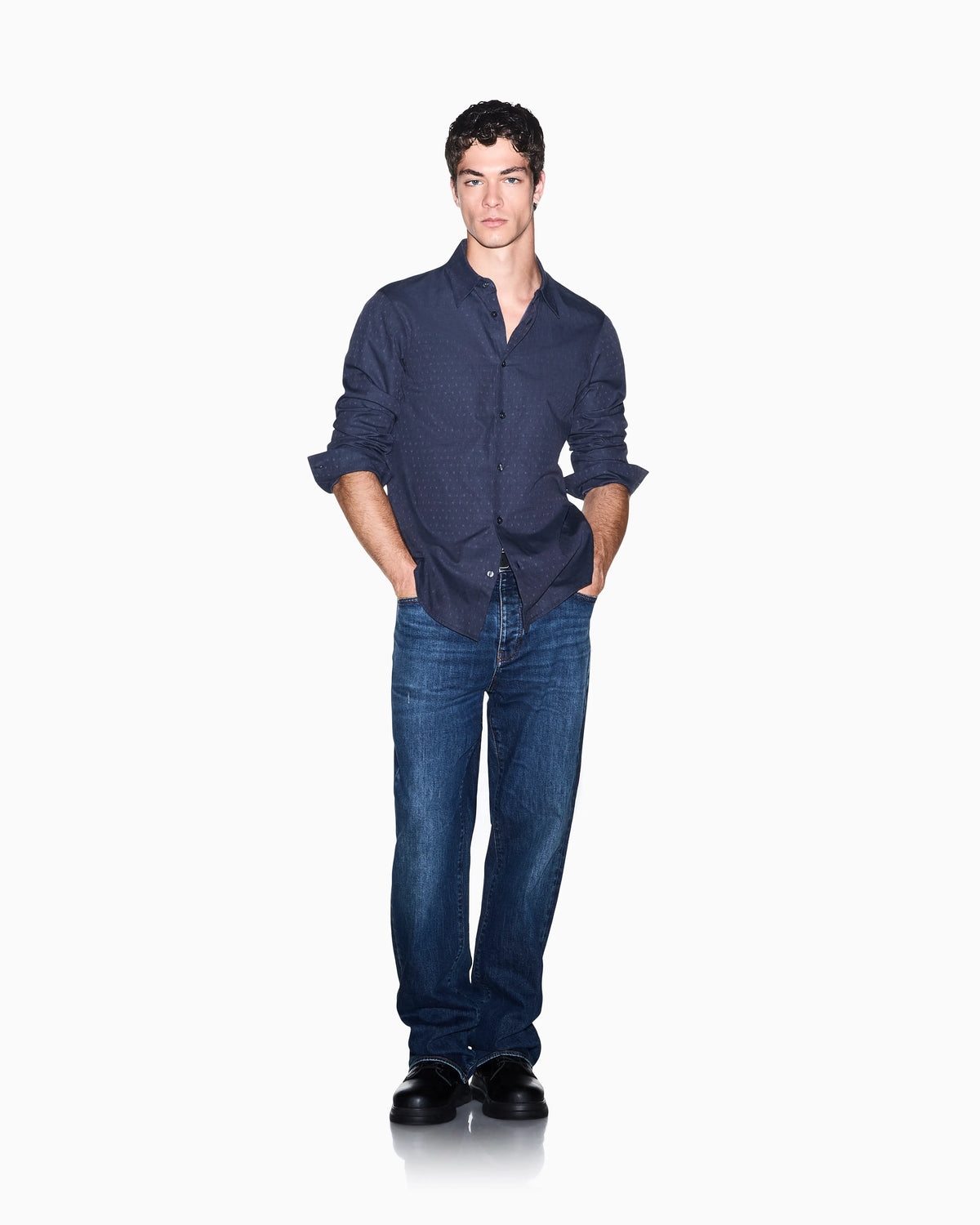 regular fit shirt in cotton jacquard