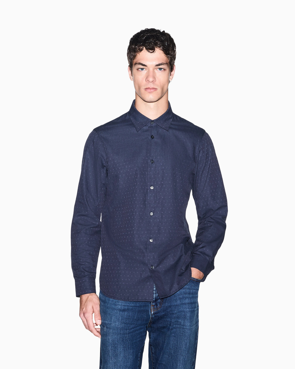 regular fit shirt in cotton jacquard