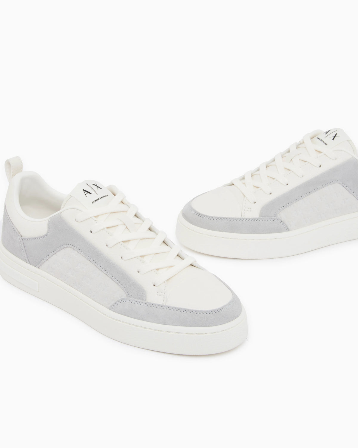 Sneakers in suede with all-over logo and rubber sole
