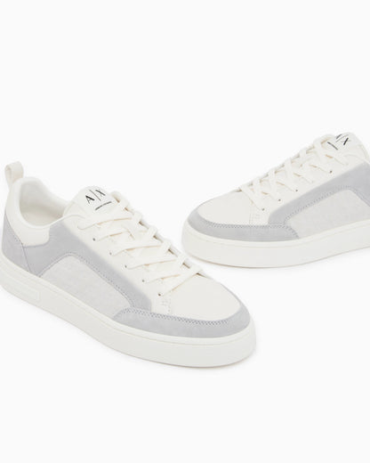 Sneakers in suede with all-over logo and rubber sole
