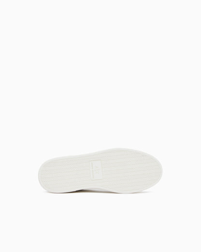 Sneakers in suede with all-over logo and rubber sole