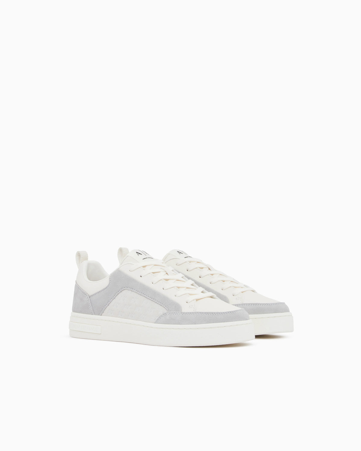 Sneakers in suede with all-over logo and rubber sole