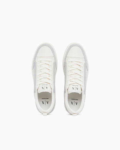 Sneakers in suede with all-over logo and rubber sole