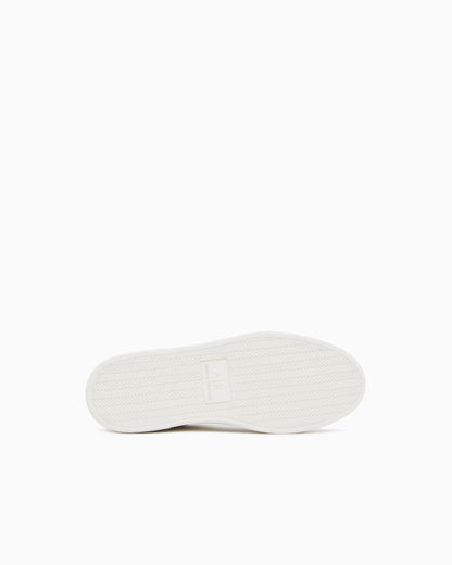 Sneakers in suede with all-over logo and rubber sole