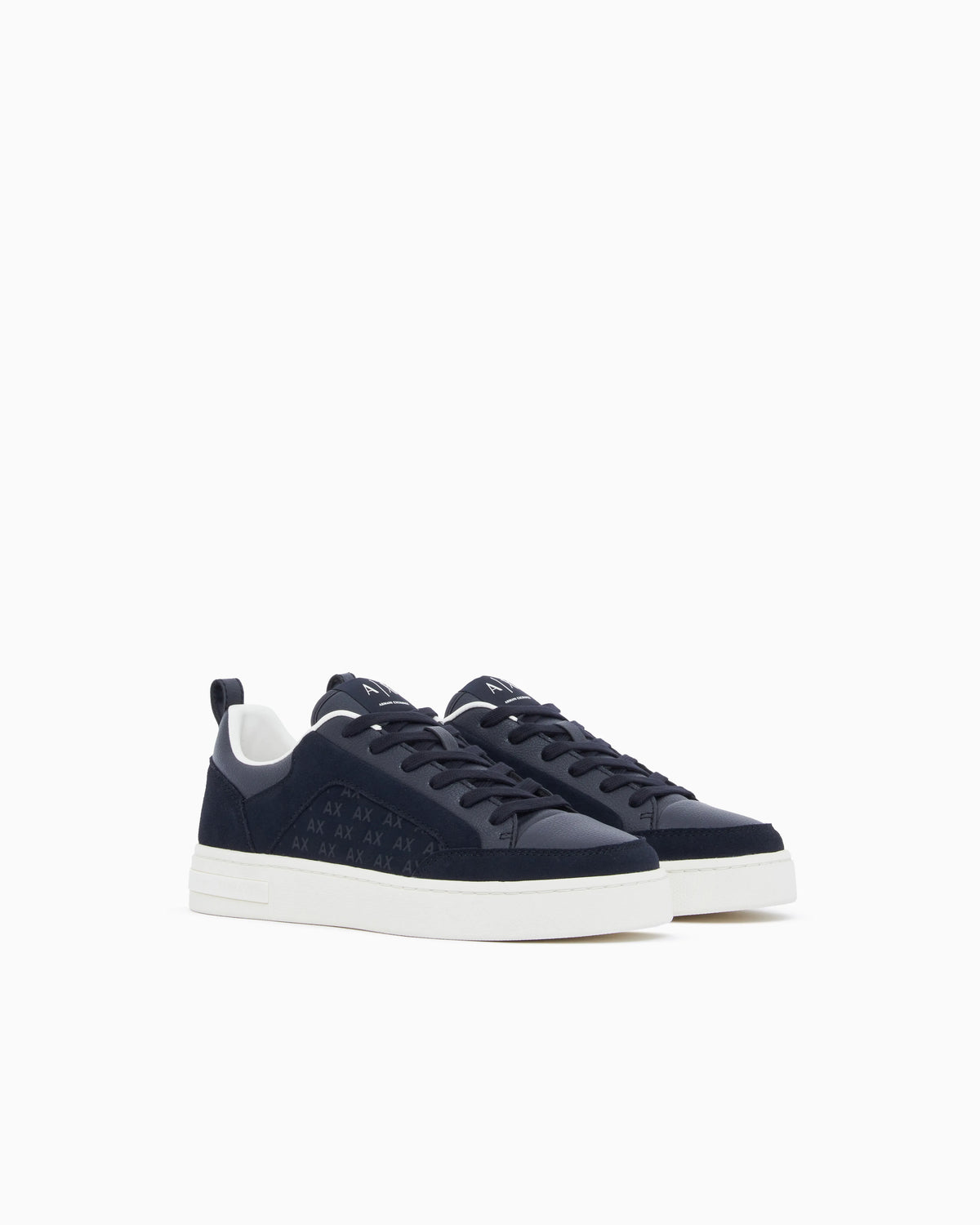 Sneakers in suede with all-over logo and rubber sole