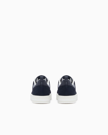 Sneakers in suede with all-over logo and rubber sole
