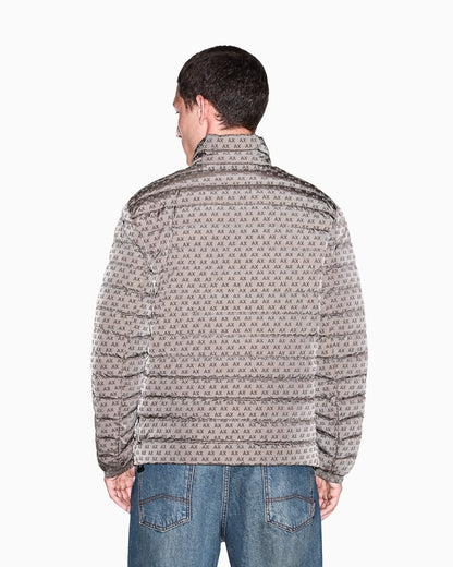 down jacket in all-over flocked nylon