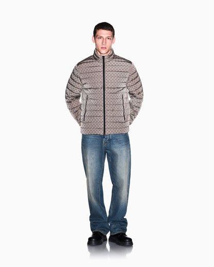 down jacket in all-over flocked nylon
