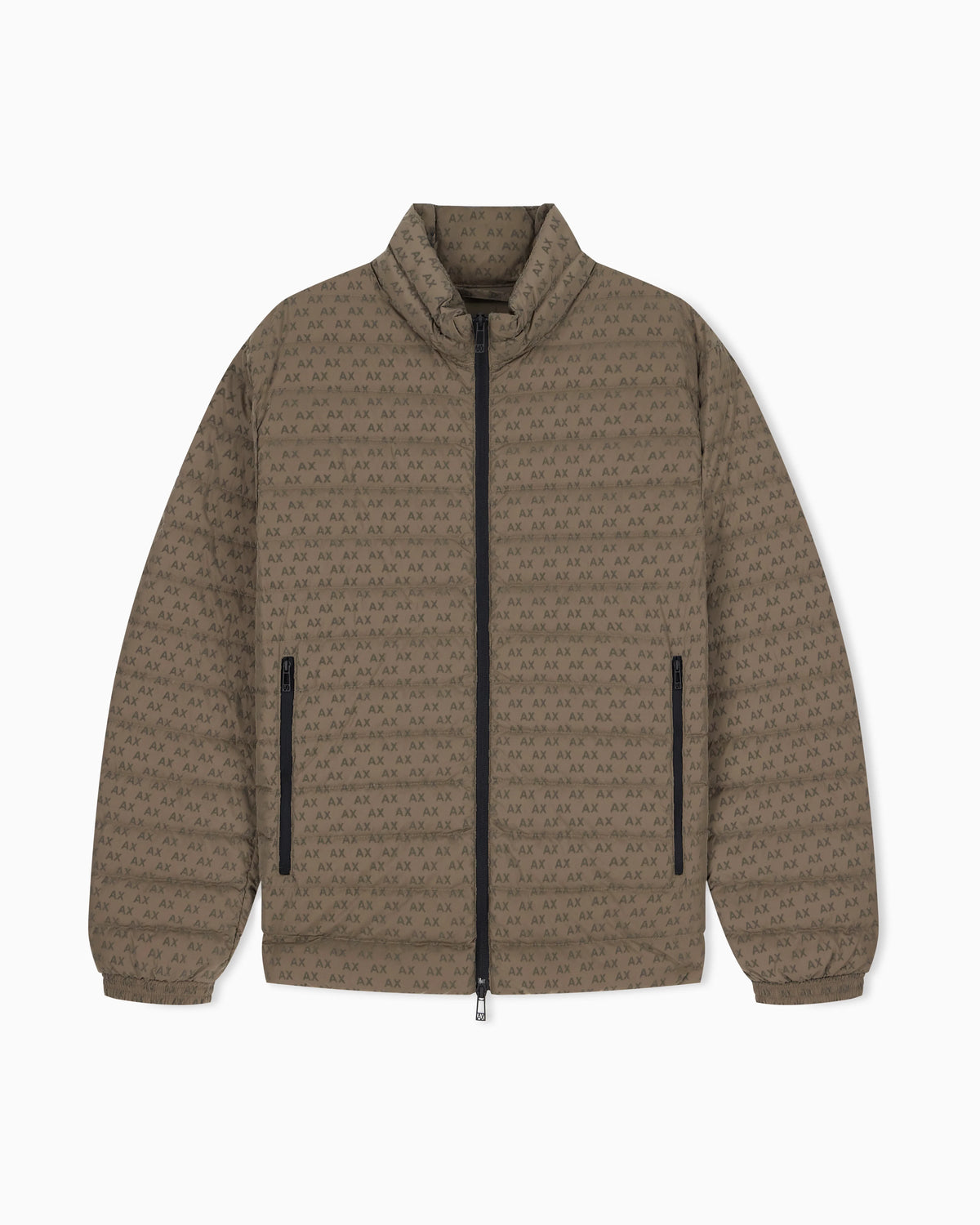 down jacket in all-over flocked nylon