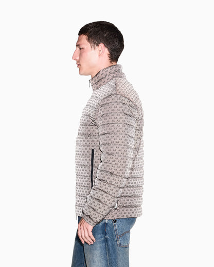 down jacket in all-over flocked nylon