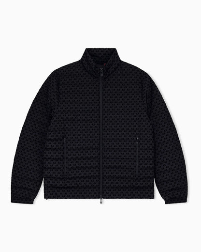 down jacket in all-over flocked nylon
