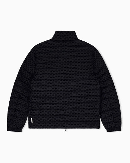 down jacket in all-over flocked nylon