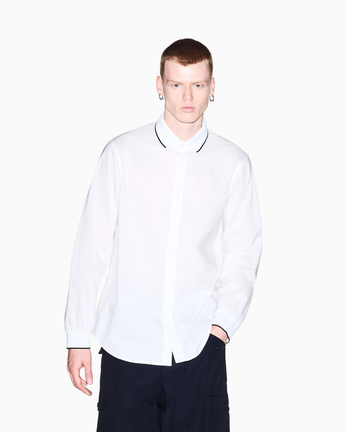 regular fit shirt in cotton poplin with rib details
