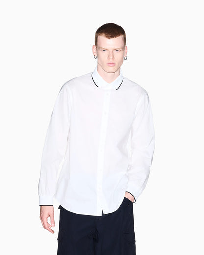regular fit shirt in cotton poplin with rib details