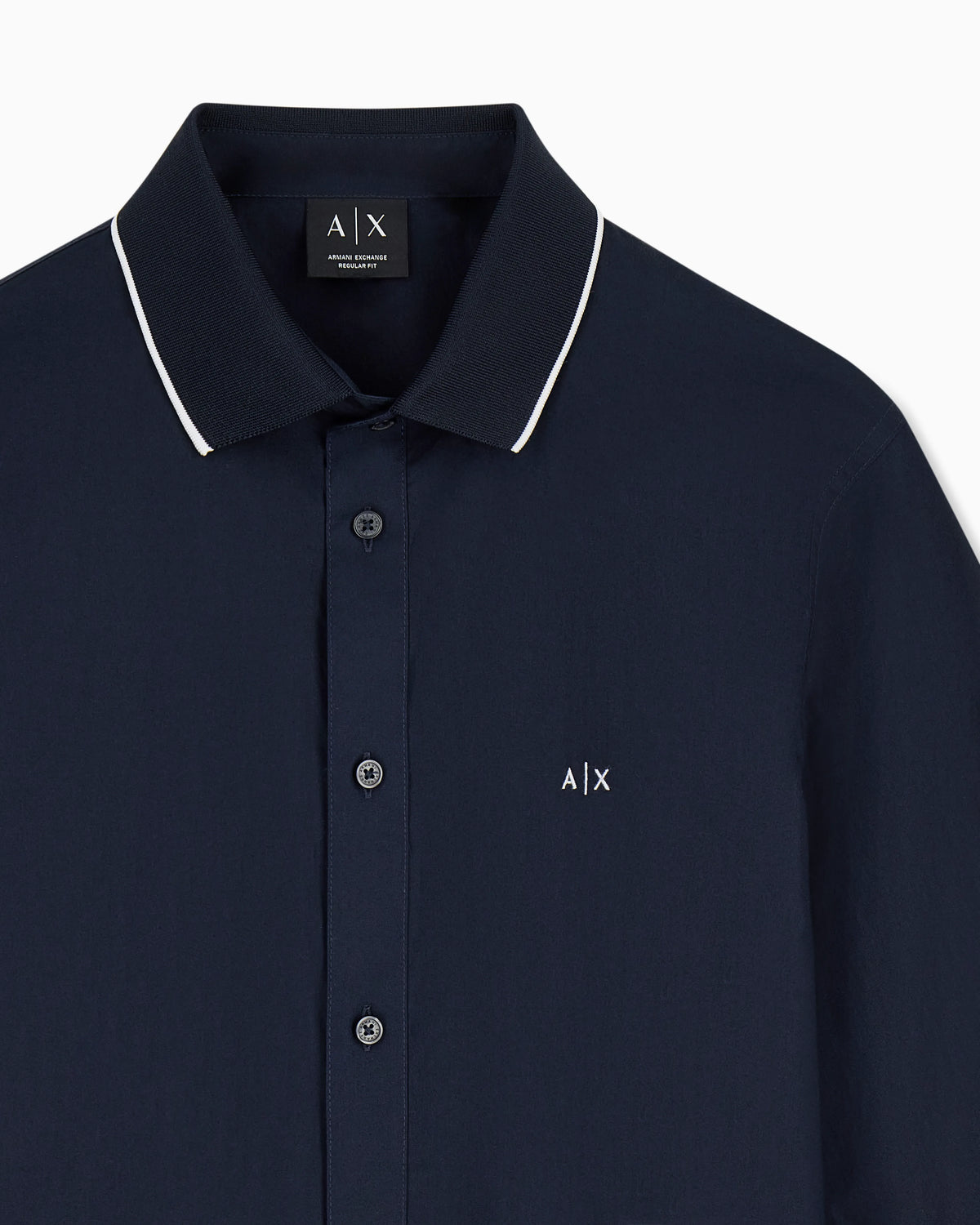 regular fit shirt in cotton poplin with rib details