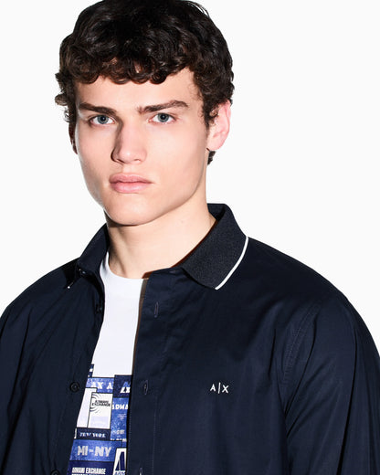regular fit shirt in cotton poplin with rib details
