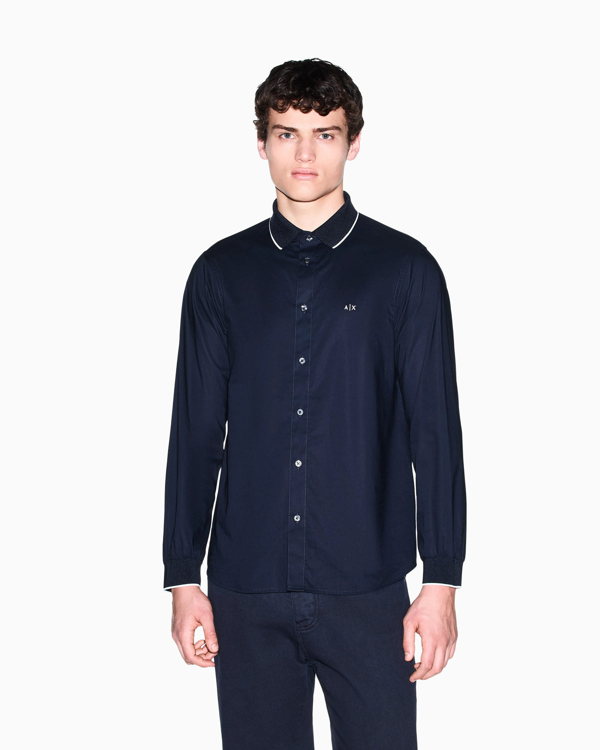 regular fit shirt in cotton poplin with rib details