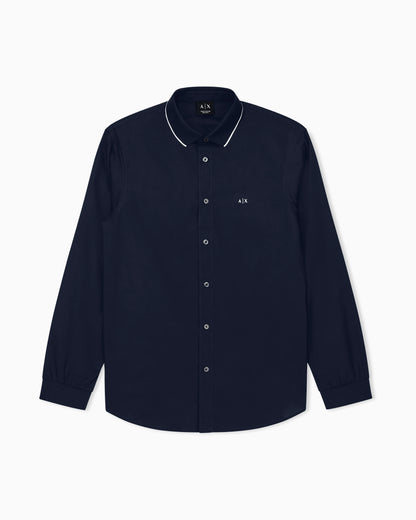 regular fit shirt in cotton poplin with rib details