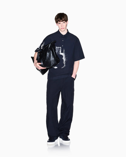 oversized shirt in yarn-dyed cotton with cotton lining