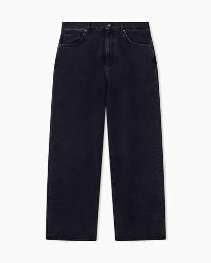 Loose fit five-pocket pants in stretch cotton denim