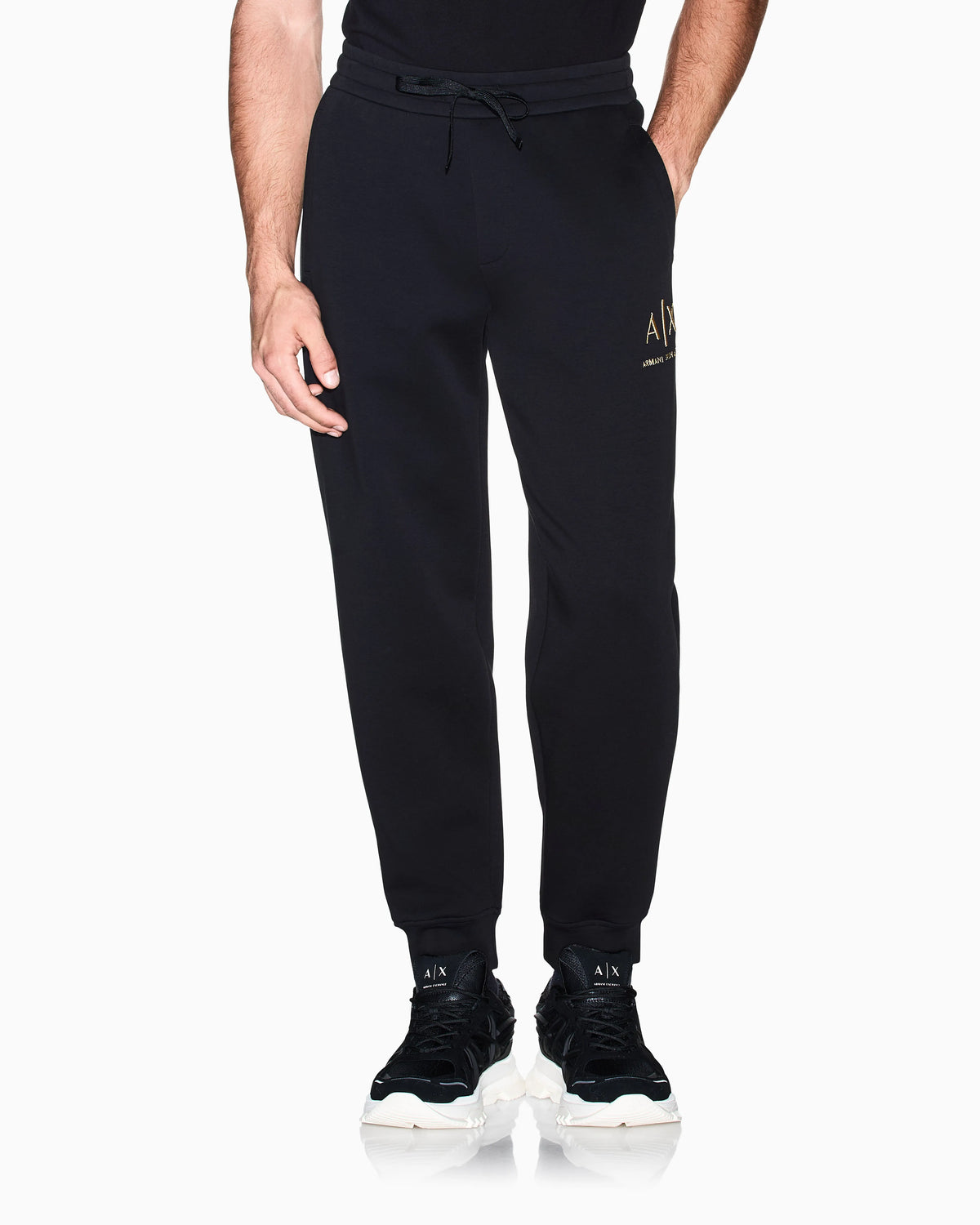 regular fit trousers bonded stretch cotton jersey