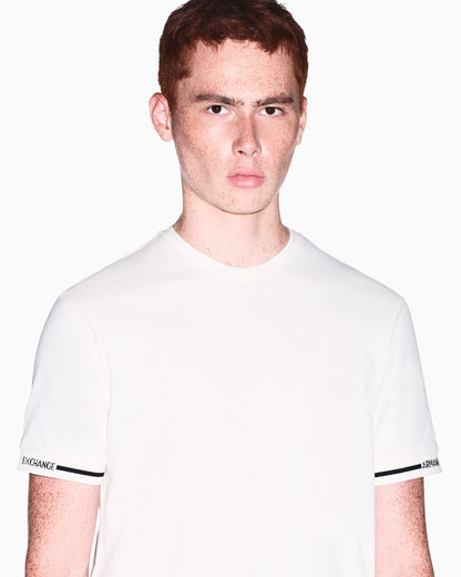 slim fit t-shirt in cotton piquet with rib details