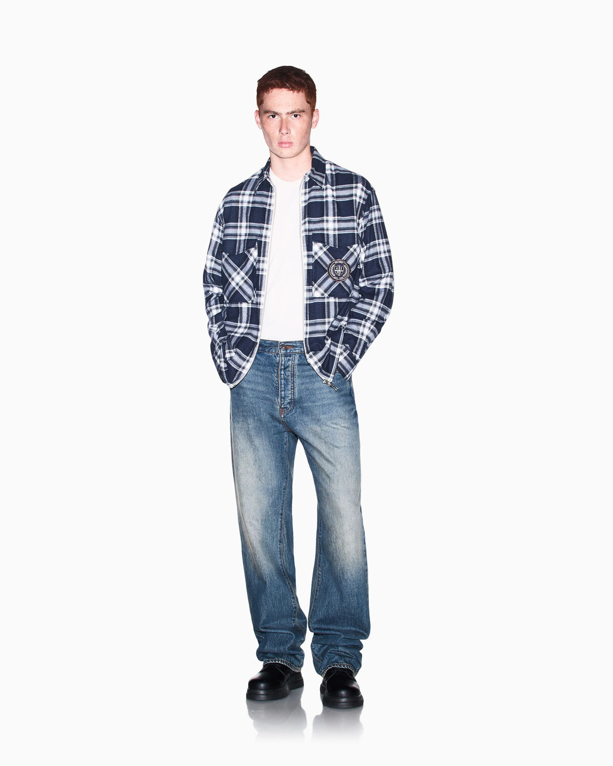 slim fit t-shirt in cotton piquet with rib details