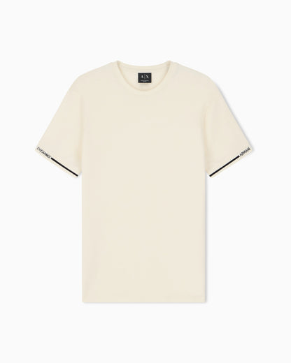 slim fit t-shirt in cotton piquet with rib details