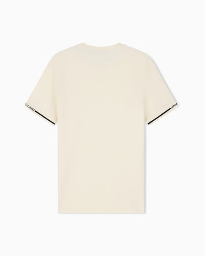 slim fit t-shirt in cotton piquet with rib details