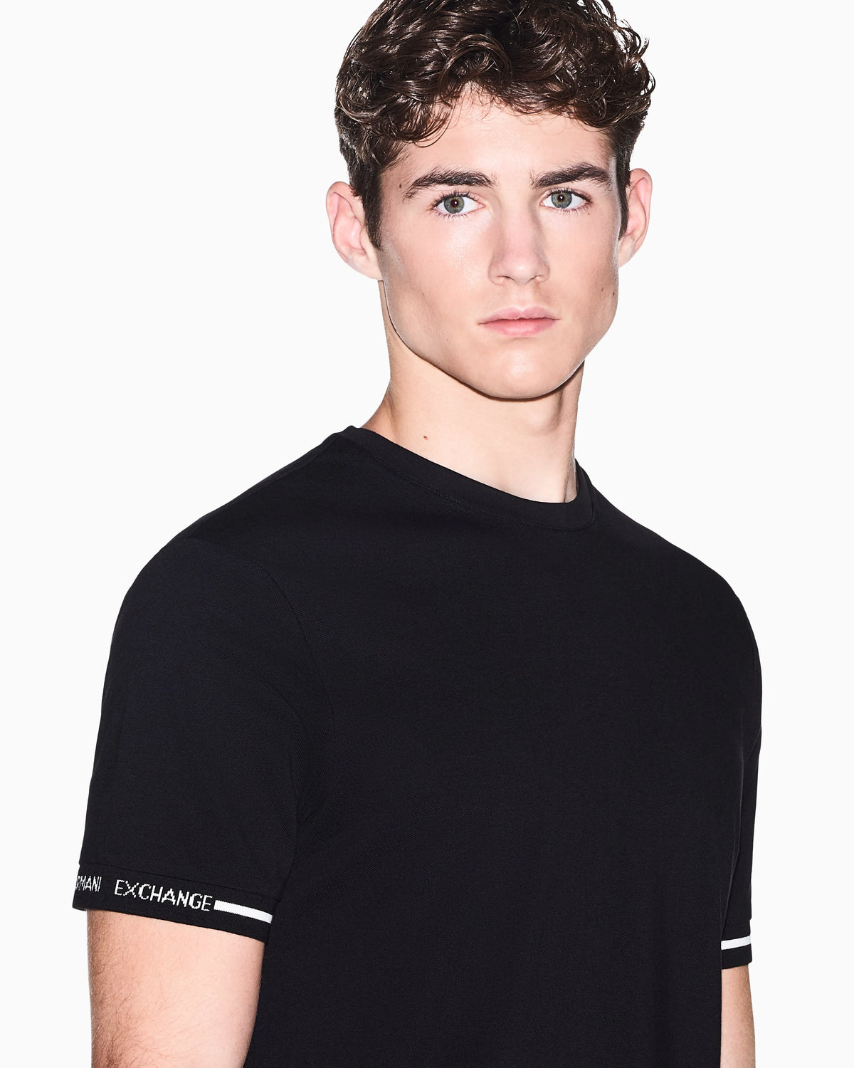 slim fit t-shirt in cotton piquet with rib details