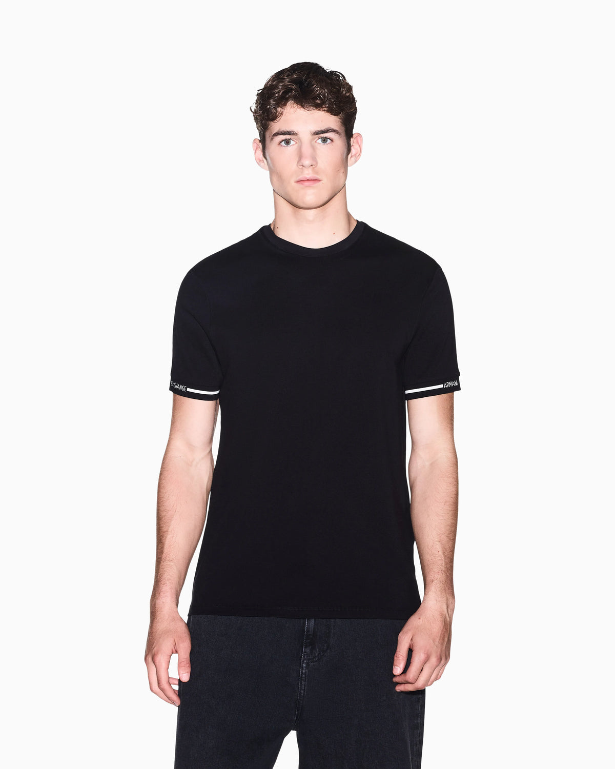 slim fit t-shirt in cotton piquet with rib details