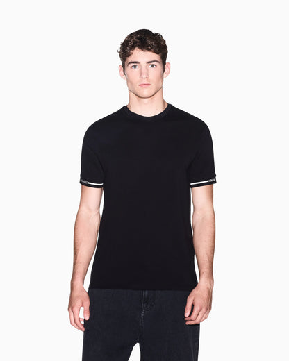 slim fit t-shirt in cotton piquet with rib details