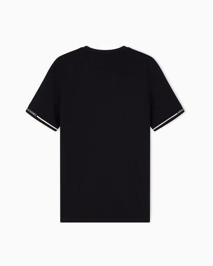 slim fit t-shirt in cotton piquet with rib details