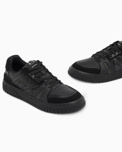 Sneakers in split leather and suede