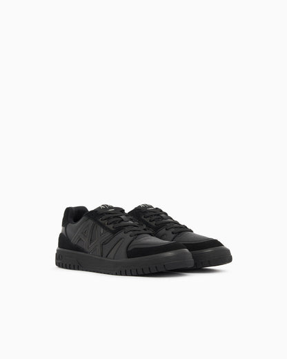 Sneakers in split leather and suede