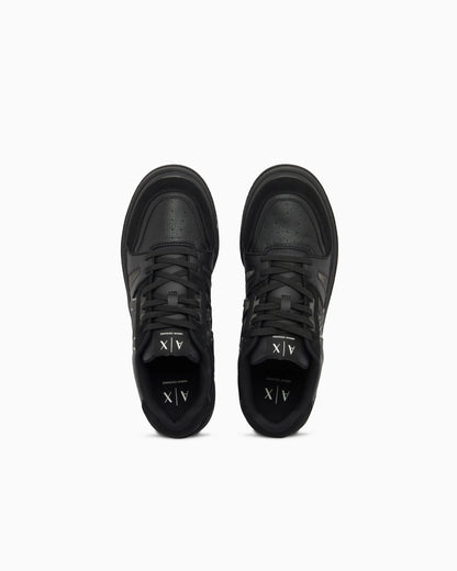 Sneakers in split leather and suede