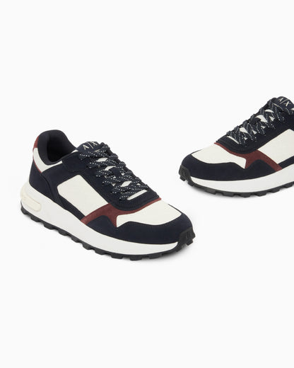 Sneakers in suede and mesh with all-over logo